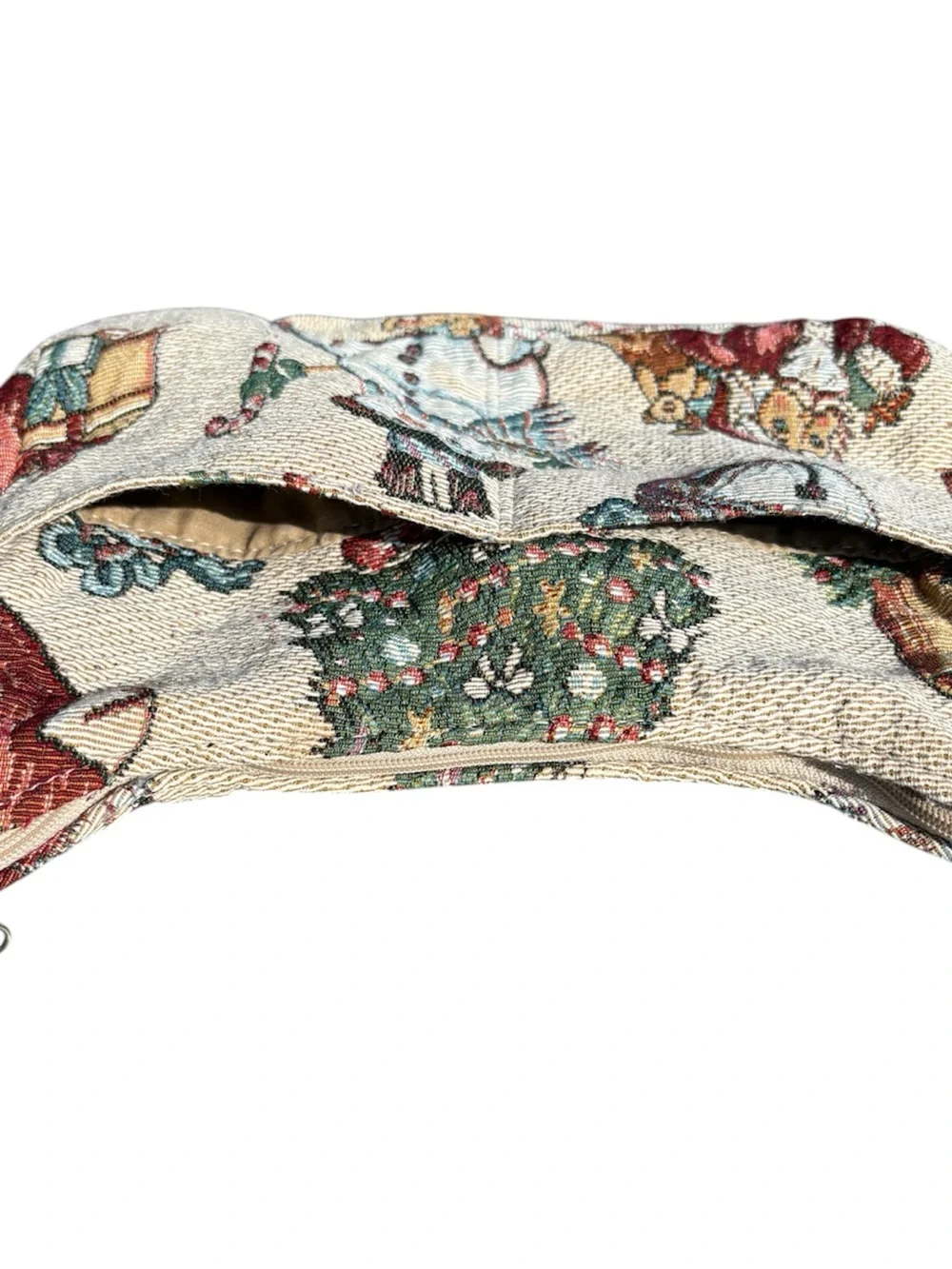 Tapestry Snowman Christmas Hobo Bag 90s Vintage